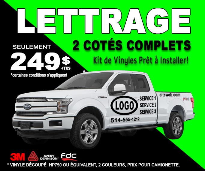 Kit de Lettrage Commercial — Véhicule (2 côtés)