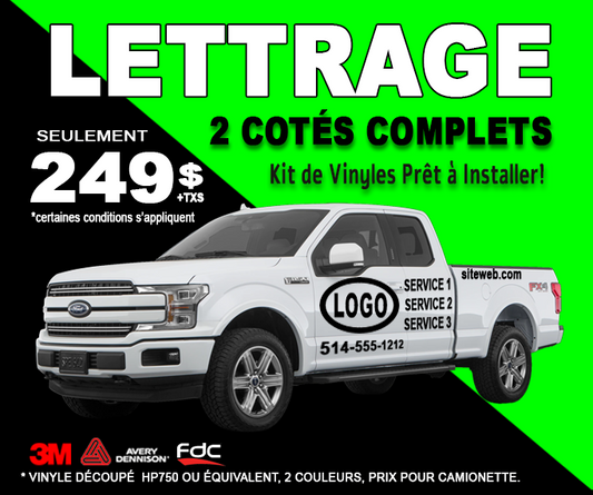 Kit de Lettrage Commercial — Véhicule (2 côtés)