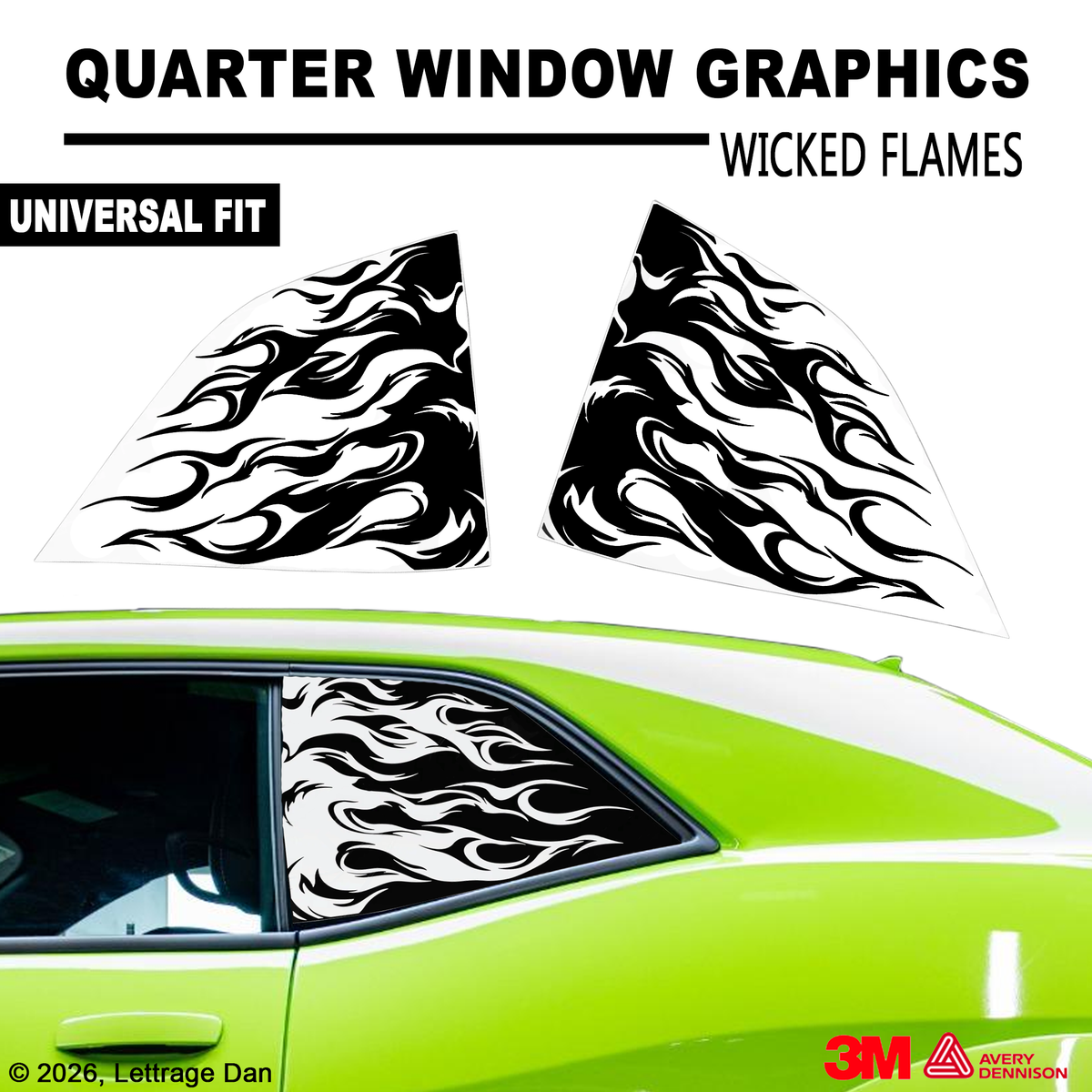 Quarter Window Graphics - Wicked Flames